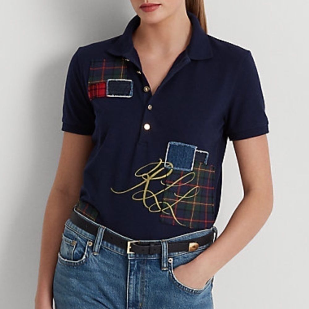 NWT ralph LAUREN Patchwork Piqué Polo Shirt SIZE US 1X - Picture 1 of 16